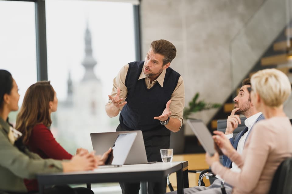 Professionals collaborating as a workforce team